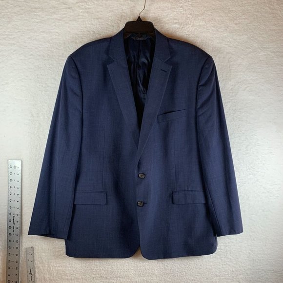 Lauren Ralph Lauren Blazer Men's 48 R Navy Wool Notch Lapel Single Breasted 8235